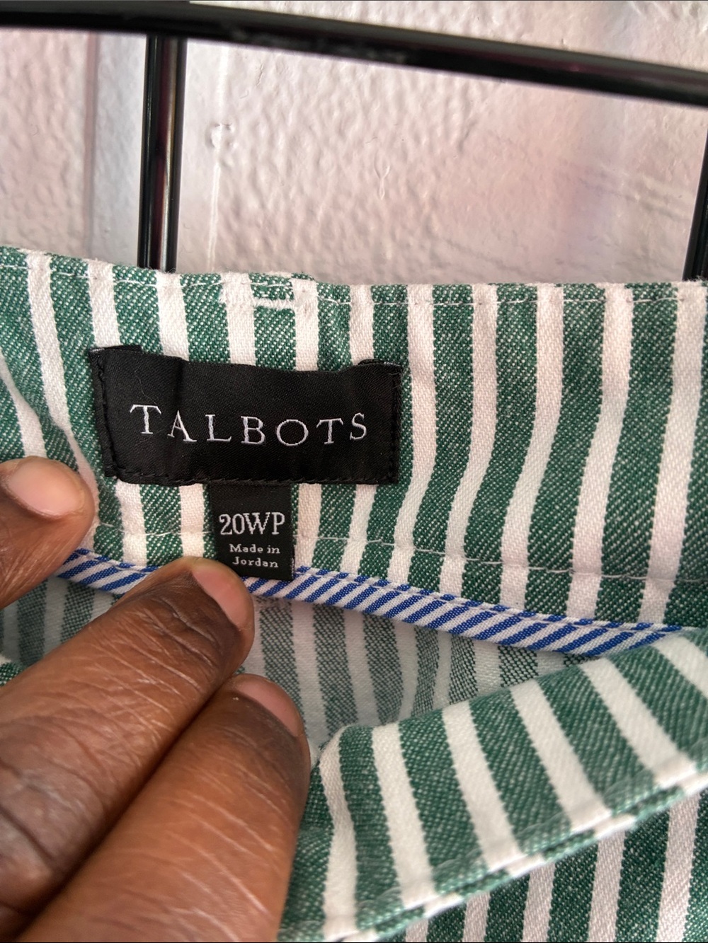 Talbots Green & White Vertical Stripe Chinos - Picture 2 of 3